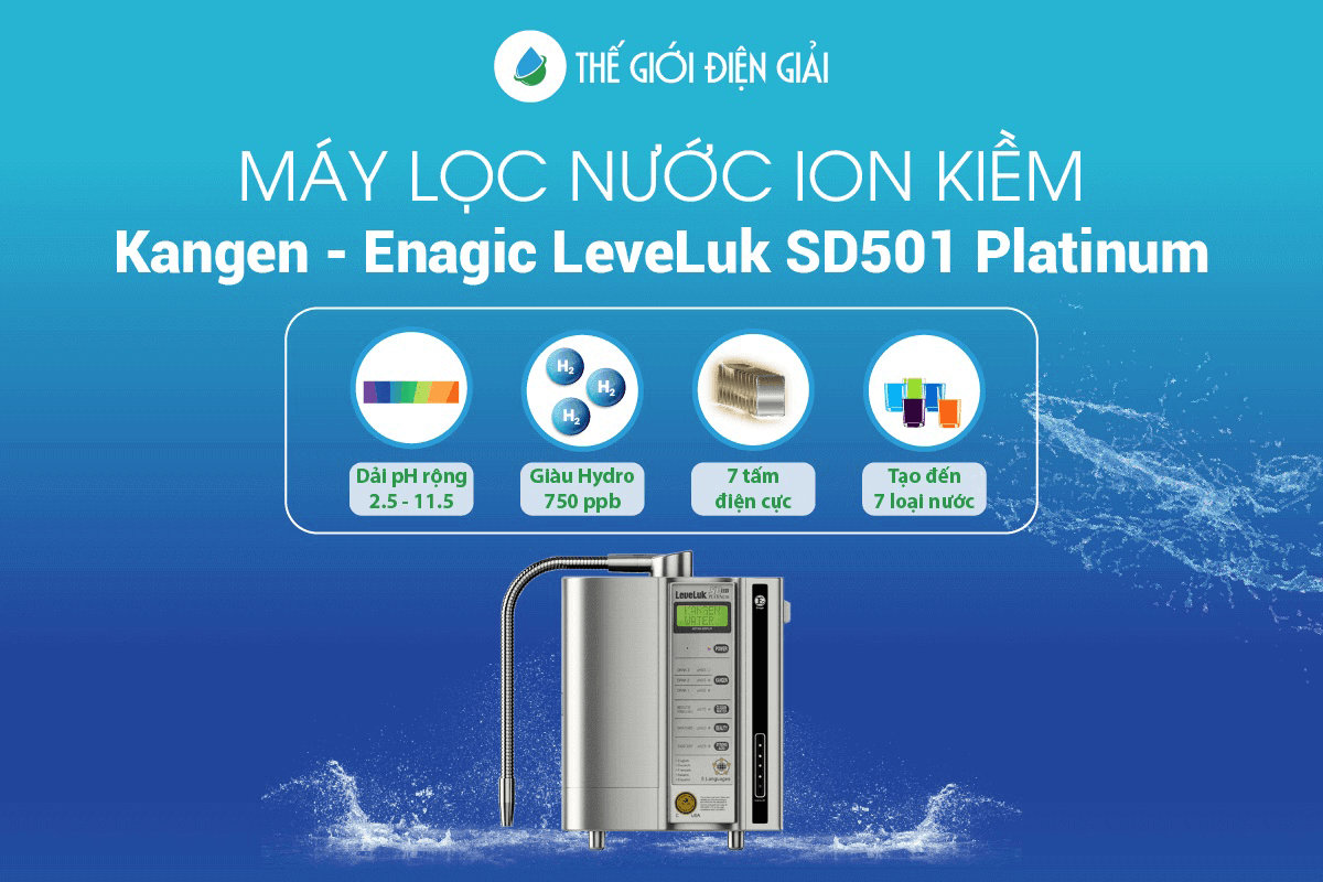 Máy lọc nước ion kiềm Kangen Enagic LeveLuk SD501 Platinum 