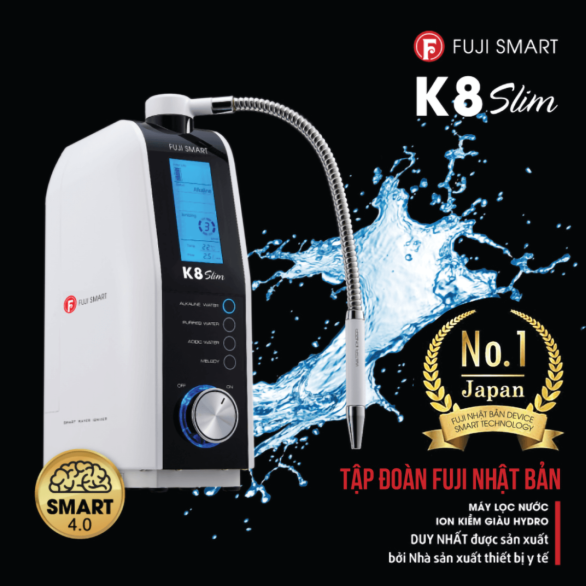 Máy lọc nước iON kiềm Fuji Smart K8 Slim giá rẻ