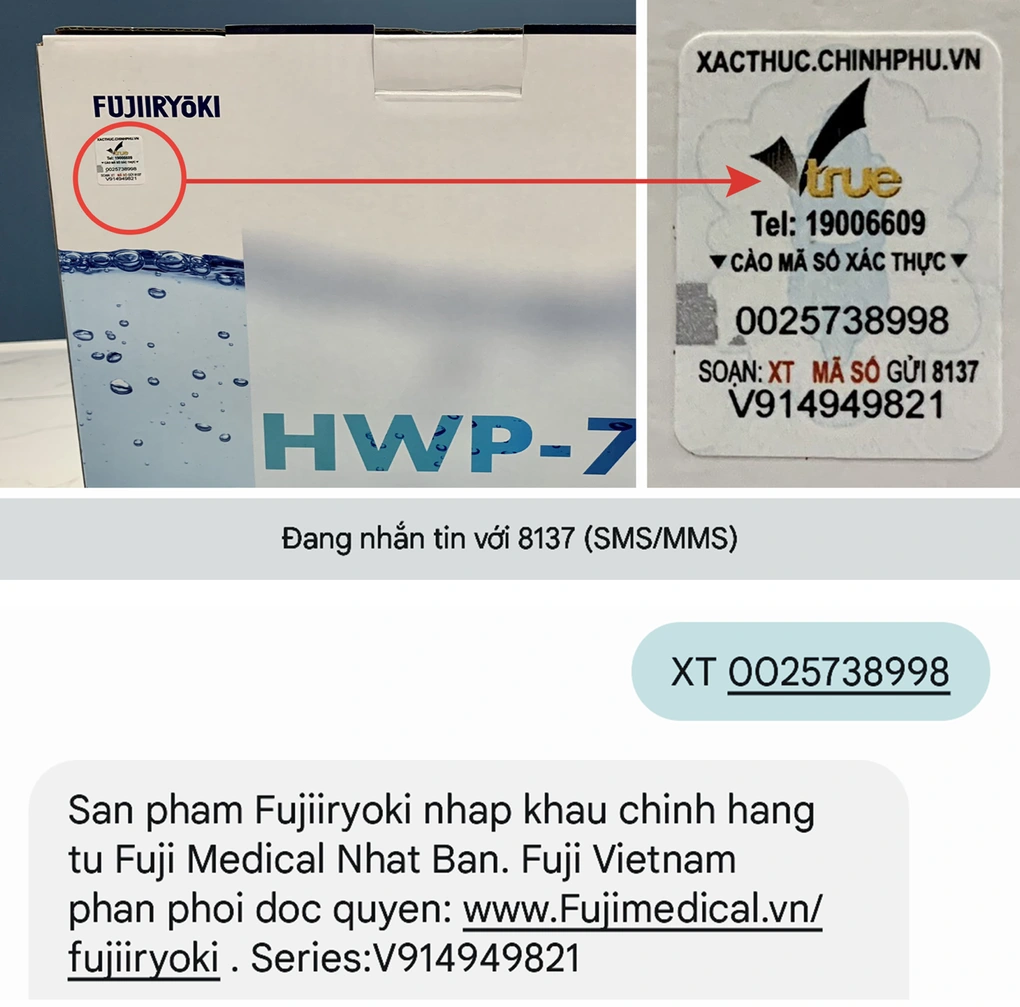Hướng dẫn nhắn tin SMS xác thực sản phẩm Fujiiryoki chính hãng tại Việt Nam