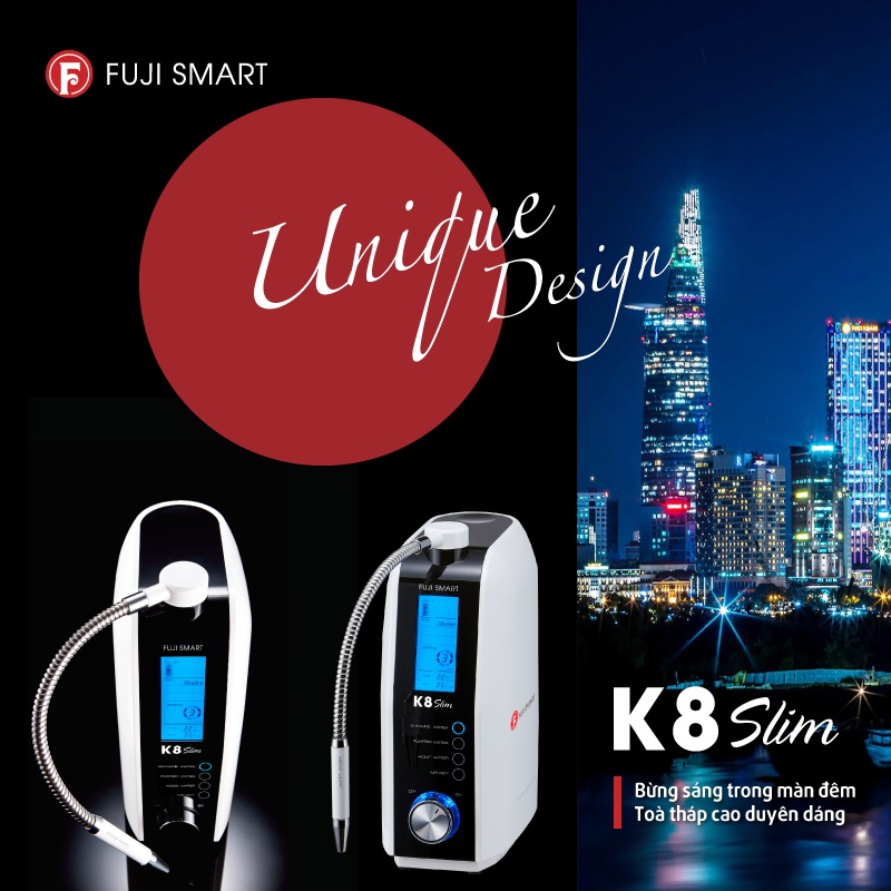 Máy lọc nước ion kiềm Fuji Smart K8 Slim thiết kế đẹp mắt