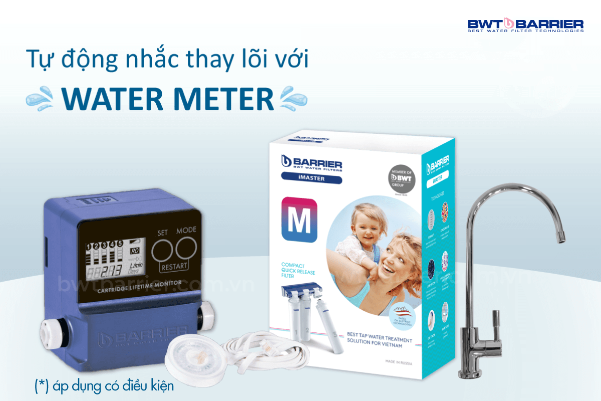  Water meter tự động báo thay lõi máy lọc nước BWT Barrier iMaster M