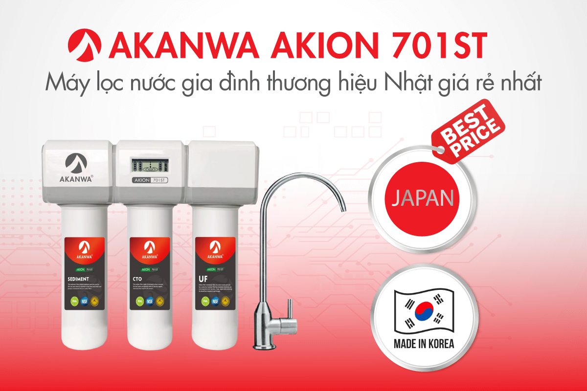 Máy lọc nước AKANWA AKION 701ST Nhật Bản được sản xuất 100% tại Hàn Quốc