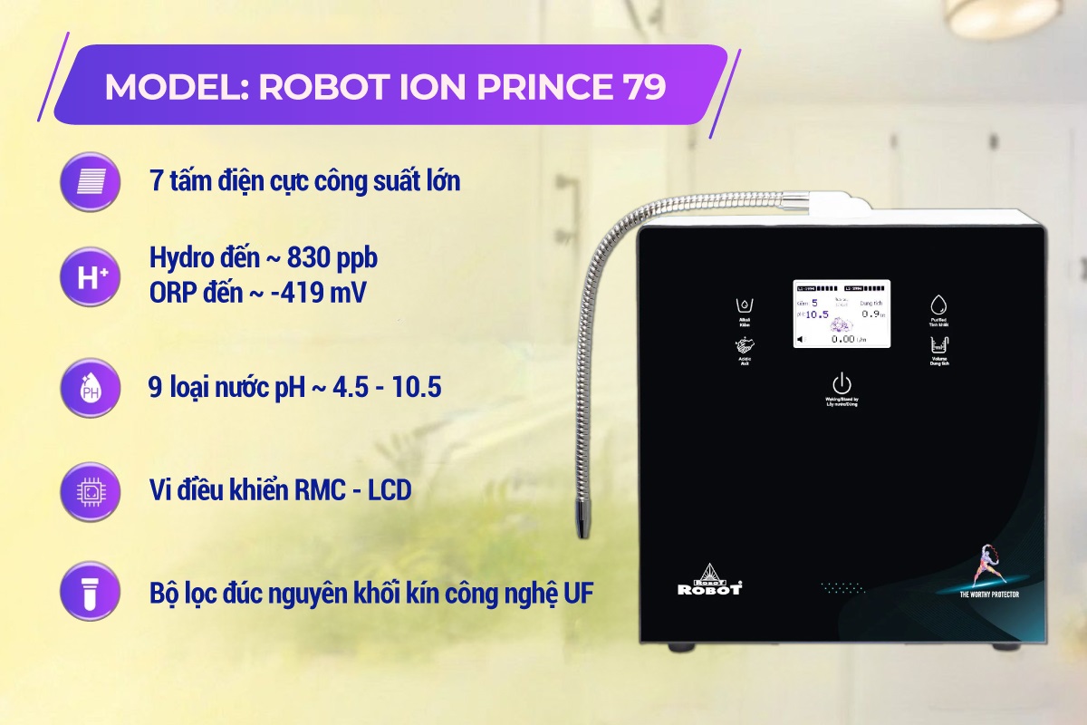 Ưu điểm của máy lọc nước ion kiềm Robot ionPrince 79 