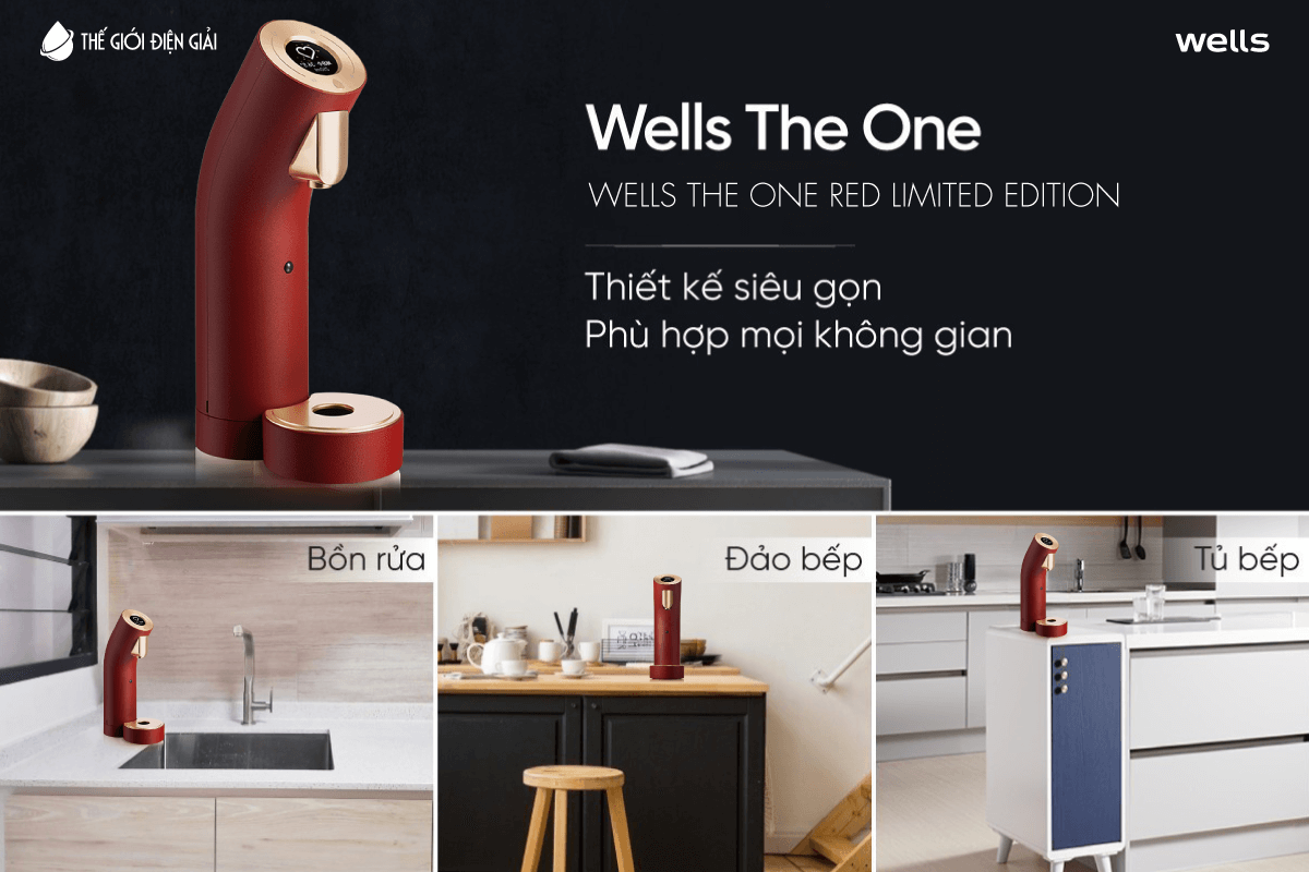 Máy lọc nước Wells The One Red Limited Edition thiết kế nhỏ gọn phù hợp với mọi không gian