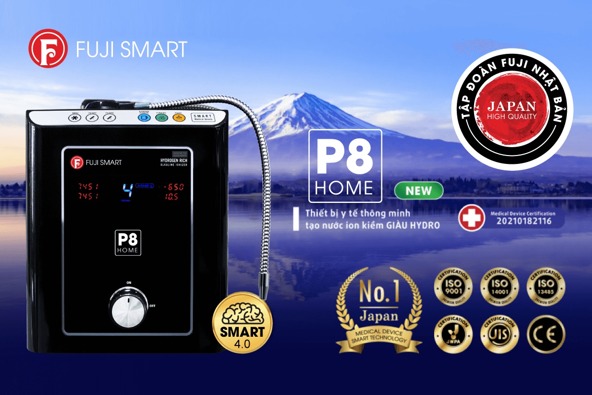 Chứng nhận chất lượng máy điện giải Fuji Smart P8 Home