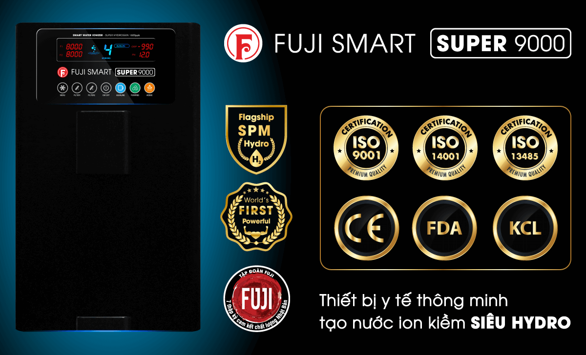 các chứng nhận của máy lọc nước iON kiềm Fuji Smart Super 9000 là gì?