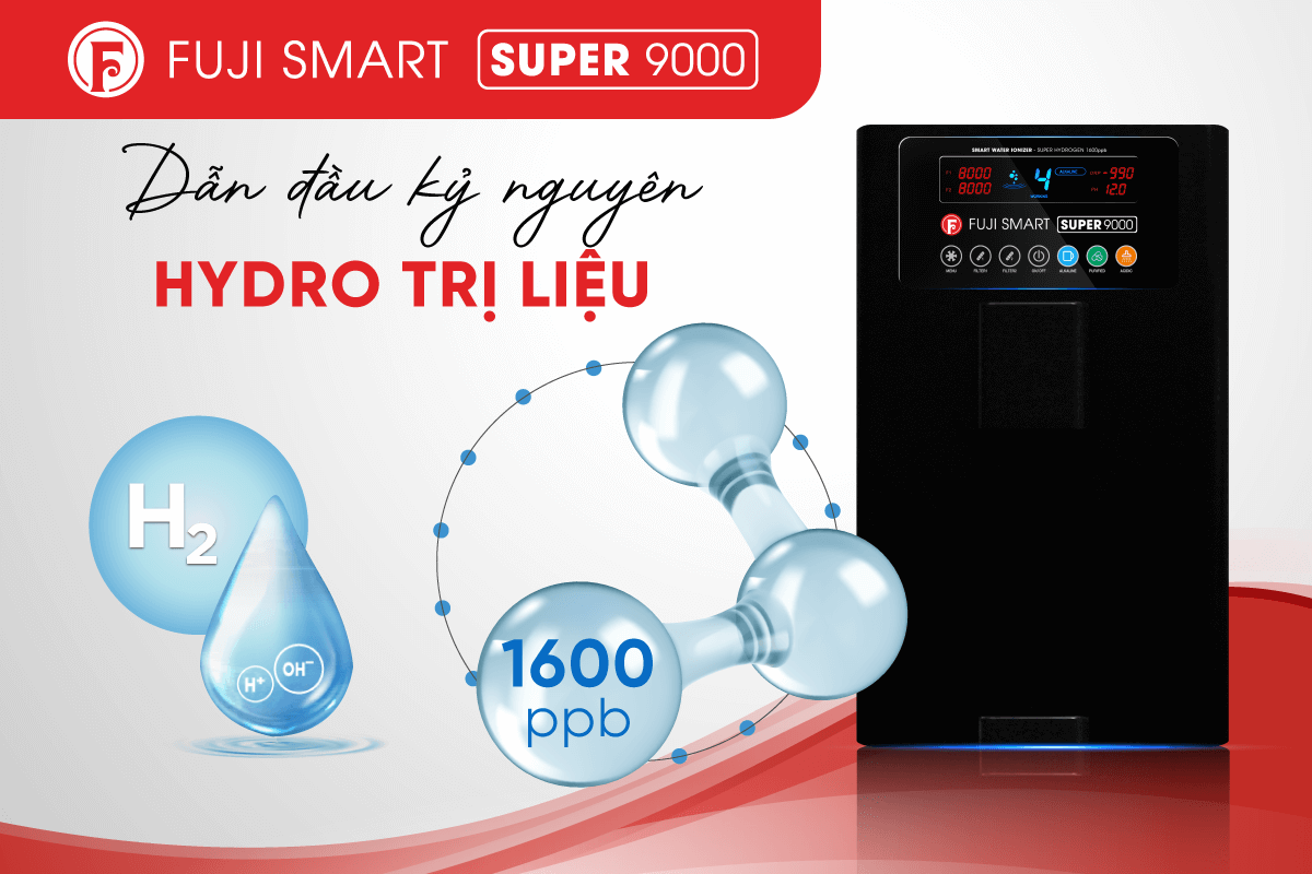 Máy lọc nước iON kiềm Fuji Smart Super 9000 tạo nước ion kiềm có nồng độ hydrogen bao nhiêu?