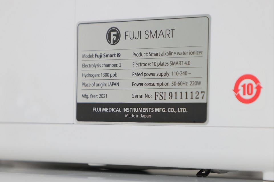 Fuji Smart i9 có chỉ số Hydrogen lên đến 1300 ppb in trên nhãn máy