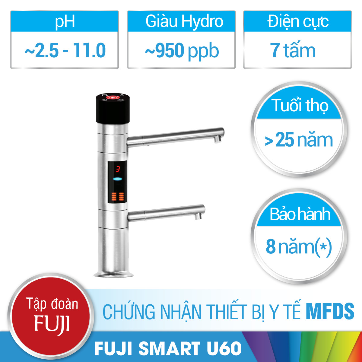 Máy lọc nước ion kiềm Fuji Smart U60 chính hãng, giá rẻ