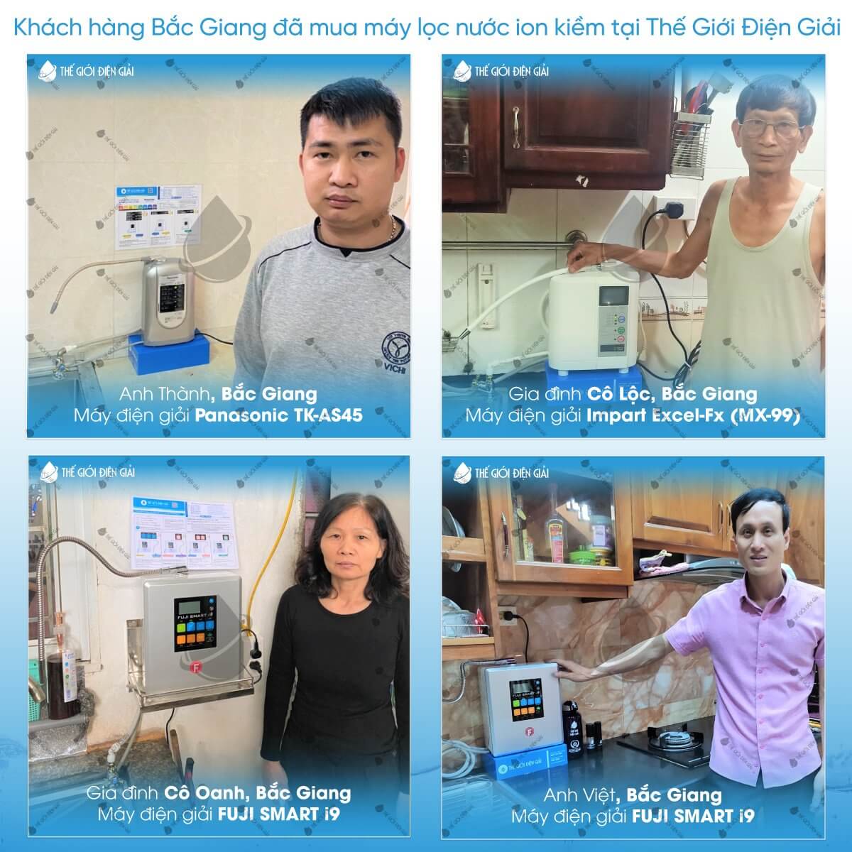 Khách hàng Bắc Giang mua máy lọc nước ion kiềm tại Thế Giới Điện Giải