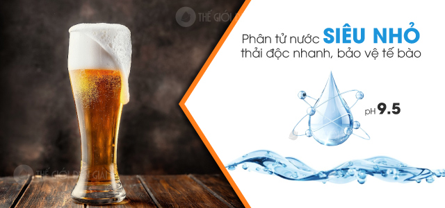 Dùng nước ion kiềm pH 9.5 khi uống rượu, bia