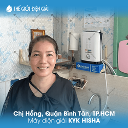 Chị Hồng, Quận Bình Tân, TP.HCM lắp đặt máy lọc nước ion kiềm KYK Hisha