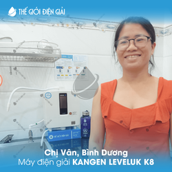 Chị Vân, Bình Dương lắp đặt máy lọc nước ion kiềm Kangen LeveLuk K8