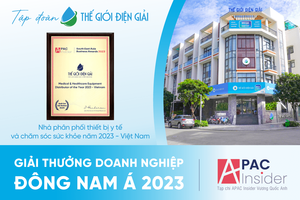 Tập đoàn Thế Giới Điện Giải nhận Giải thưởng Doanh nghiệp Đông Nam Á - Nhà phân phối thiết bị y tế và chăm sóc sức khỏe 2023 tại Việt Nam