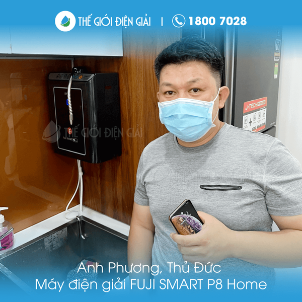 Anh Phương, Thủ Đức, TP HCM lắp máy điện giải Fuji Smart P8 Home giàu Hydro