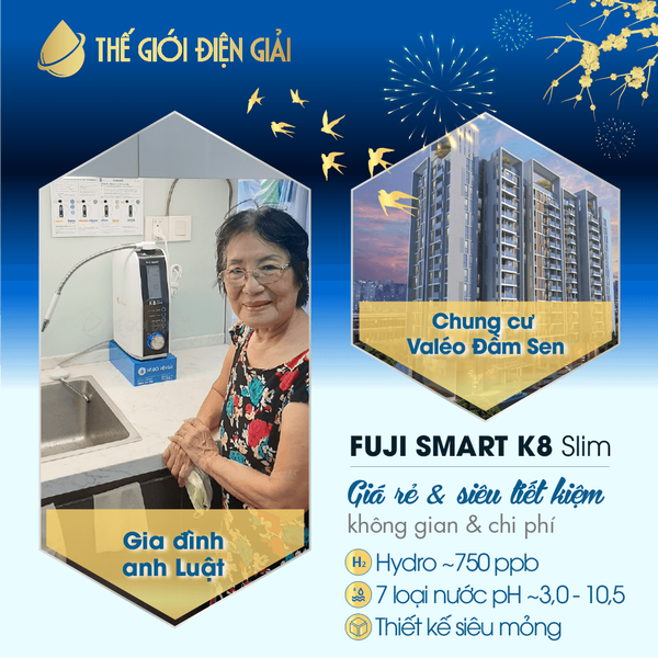 Máy điện giải Fuji Smart K8 Slim chính hãng giàu Hydro