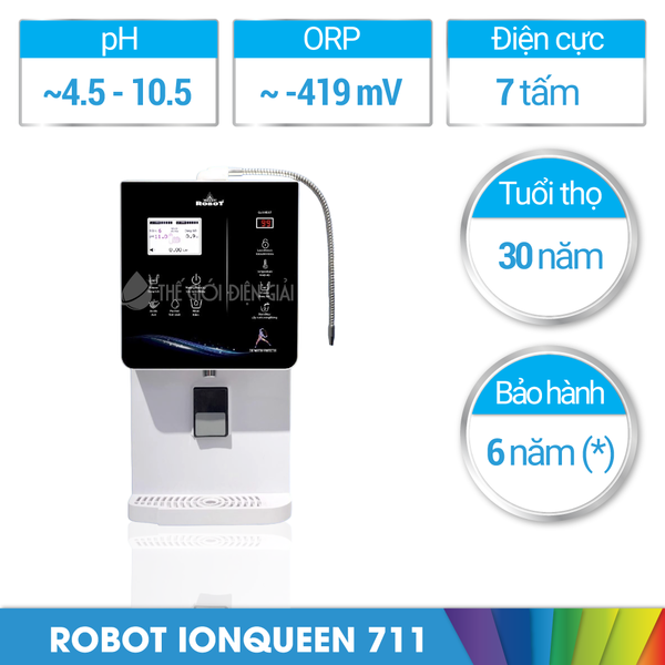 Máy lọc nước iON kiềm Robot ionQueen 711 dịch vụ 6 sao