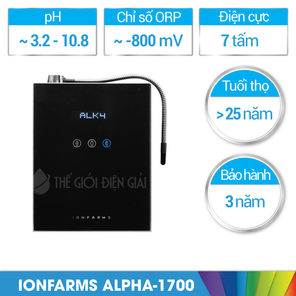 Máy lọc nước ion kiềm ionfarms alpha-1700 hàn quốc siêu hydro tốt cho sức khỏe chính hãng giá rẻ nhất