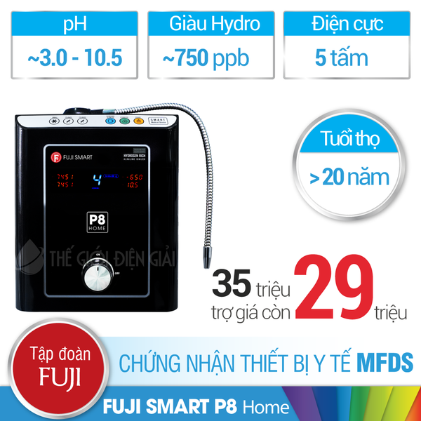 Máy lọc nước iON kiềm Fuji Smart P8 Home chính hãng