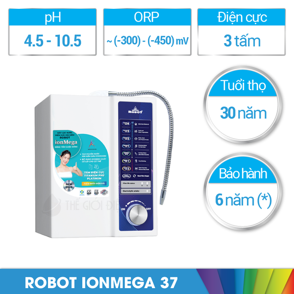 Máy lọc nước điện giải iON kiềm Robot ionMega 37 chính hãng giá tốt