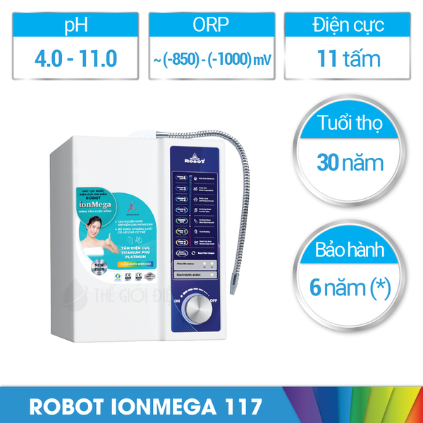 Máy lọc nước điện giải iON kiềm Robot ionMega 117 chính hãng giá tốt
